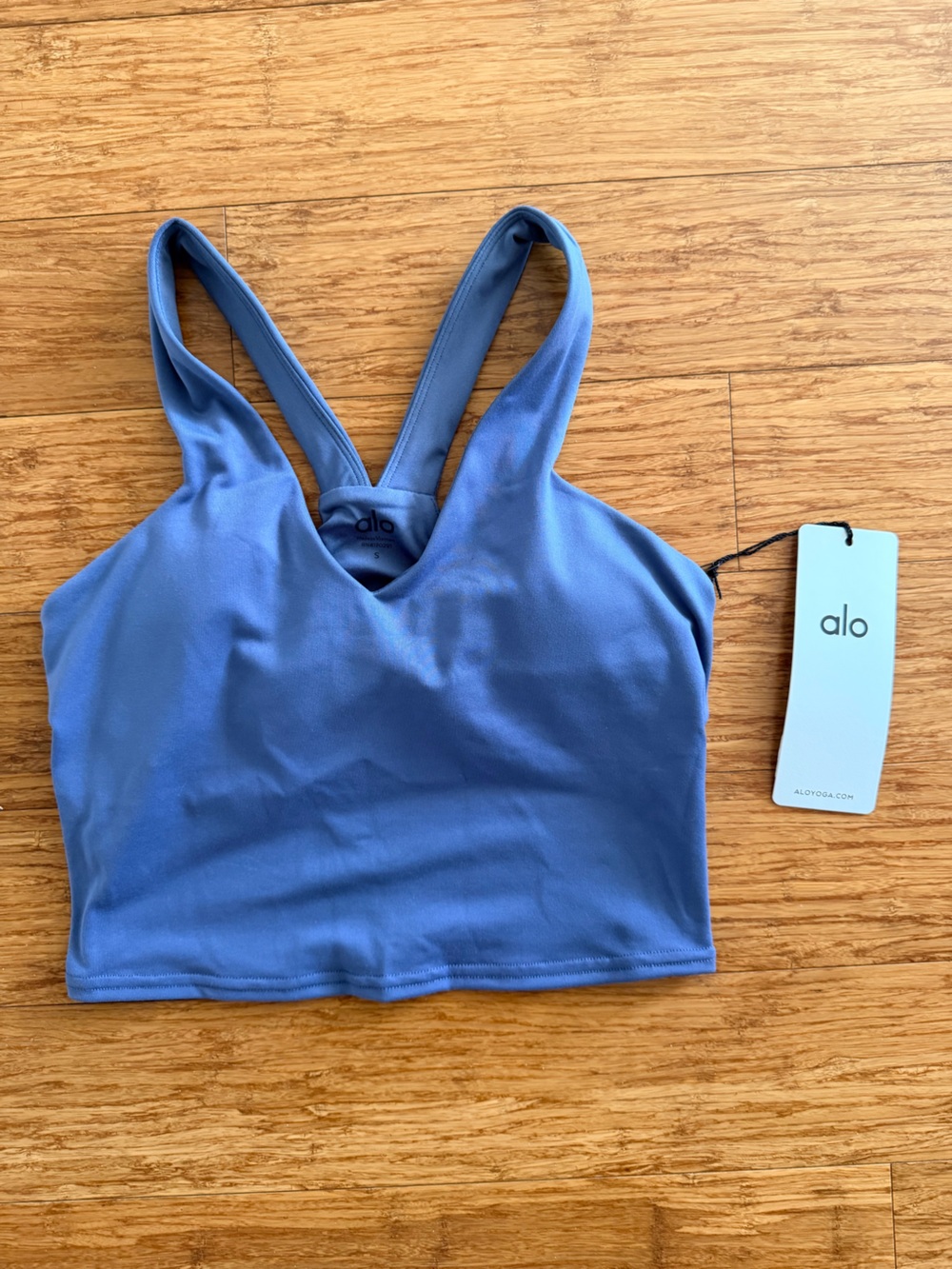 ALO Yoga Blue Seamless Sports Bra Tank in original packaging